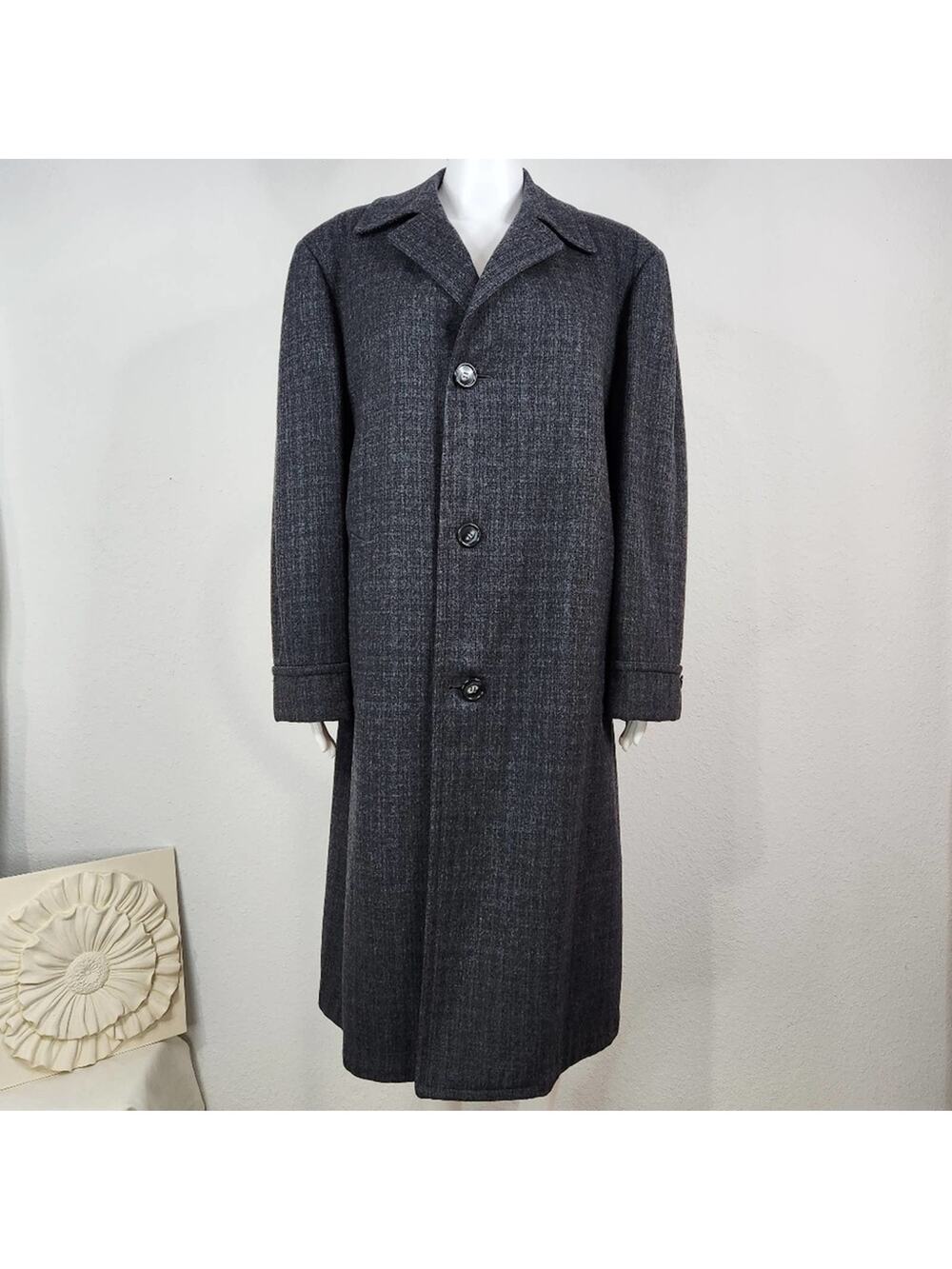 Vintage Custom Tailored Wool Monogramed Coat XLarge